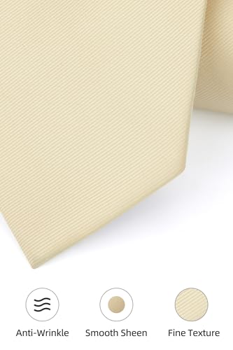 Image of HISDERN Mens Ties Solid Color Ties for Men Formal Necktie with Pocket Square Set Satin Silk Neck Tie Handkerchiefs Set