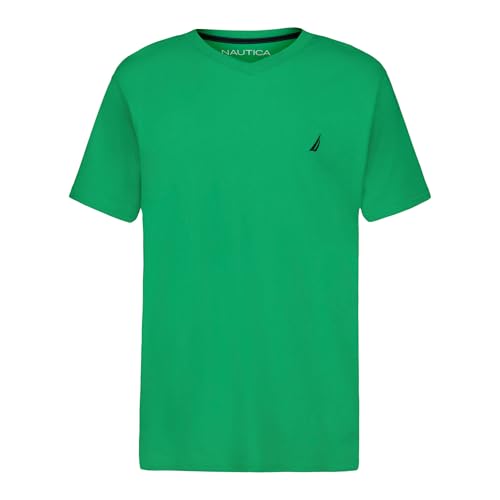Image of Nautica Boys' Short Sleeve Solid V-Neck T-Shirt, Soft, Comfortable, Relaxed Fit