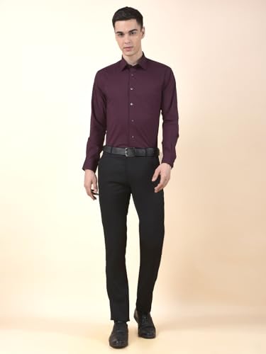 Image of Cantabil Formal Shirt for Men | Breathable & Soft with Color Fastness Regular Cotton Fabric Solid Pattern (P MSHF00364H)