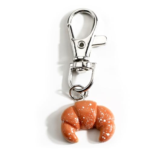MUCOOS Mini Croissant Keychain Cute Buttery Bakery Keycharm for Women