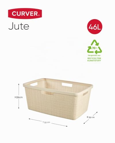 Curver Wäschekorb Jute 46 l, Beige, 70% recycelt – Ansicht 2