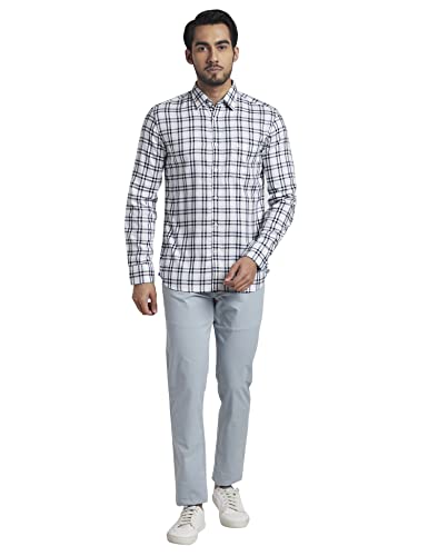 Image of Parx Men's Pure Cotton Checks Pattern Slim Fit Semi Cutaway Collar Full Sleeve Casual Shirt