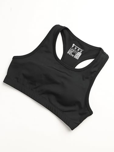 Image of TECHNOSPORT Women's Solid Slim Fit Scoop Neck Sports Bra ELASTOPLUS 4-Way Stretch Sleeveless Polyester Quick Dry UPF50+ for Gym Yoga Running