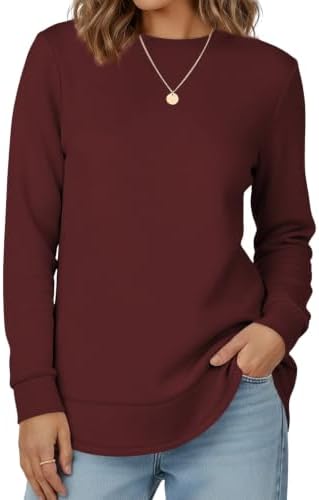 Cuptacc Sweatshirt Damen Herbst Elegant Pullover Rundhal Gebogener Saum | Oberteile,Ohne Kapuze,Casual,Langarmshirt,Basic,Alltag,Freizeit,Frühling,Schlicht,Lässig