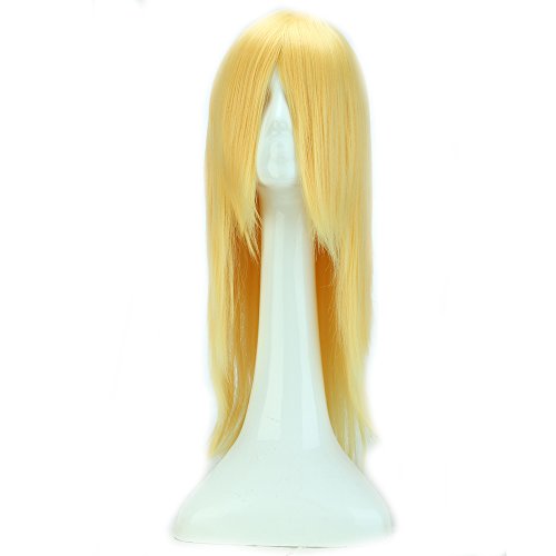 Golden Blonde Costumes Makeup Wig with Bangs 24-40inch Japanese Kanekalon Fiber Heat Resistant Synthetic Wig Long Straight Vogue 24'' / 60cm for Women Girls Lady Fashion
