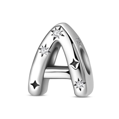 Sterling Silver Letter Charms For Bracelets, Initial Charms Fit For Pandora Bracelet, Hypoallergenic Bead Charm For Jewelry Diy Gifts For Women
