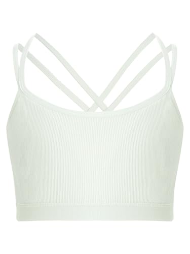 Kids Girls Ribbed Camisole Vest Puberty Underwear Wireless Training Bra for Gymnastics Dance