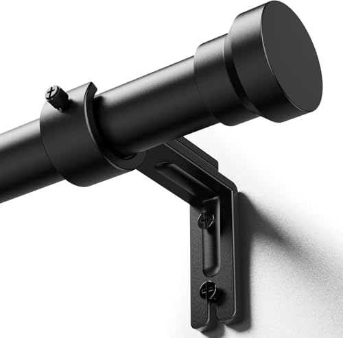 Image of YaFex Curtain Rods 32-43 Inch, Heavy Duty 1 Inch Adjustable Curtain Rod for Windows, Black Short Window Treatment Rods, Modern Design, Easy Installation