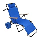 Beuiosda Beach Chair Cart, 2 in 1 Wheeled Recreational Vehicle,Converts from Beach Buggy to Lounge Chair Lightweight, Rust Resistant Aluminum Frame for a Backyard Pool or Picnic (Light Blue)