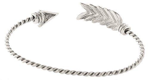 Artisan Owl Arrow Cuff Feather Bracelet - Silver Tone4