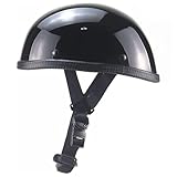 QICHAO Motorcycle Half Helmet, Small Helmets for Motorbike for Adult-Black,L