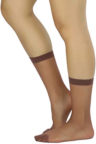 Image of ToBeInStyle Women's Pack of 6 Trendy Sheer Nylon Crew Sock Stockings