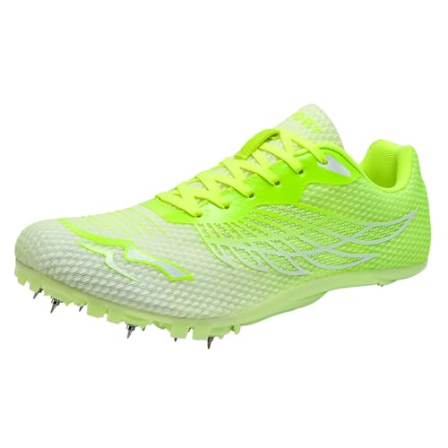 ZHENSI Zapatillas con Clavos Atletismo Zapatillas De Salto De Velocidad para Hombres Mujeres Y Niños Zapatillas para Correr Ligeras para Carreras,Verde,43 EU