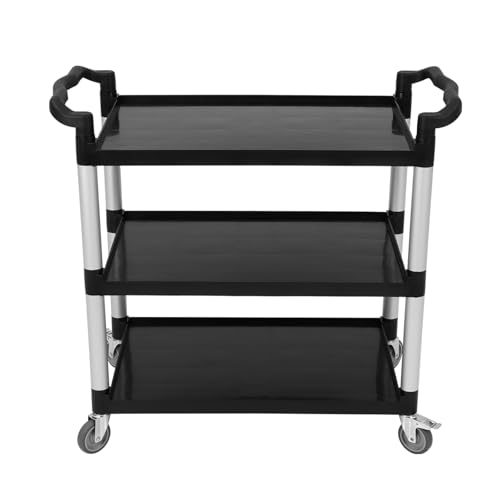 3-Shelf Rolling Utility Cart, Service Cart Push Cart 500 LBS for Restaurant Supermarket Carry or Transfer Items
