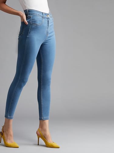 Image of Dolce Crudo Women's Skinny Fit High Rise Regular Length Stretchable High Waist Denim Jeans