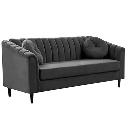 Image of FURNY Dorano 2 Seater Fabric Premium Sofa Set for Living Room- (Grey Color)