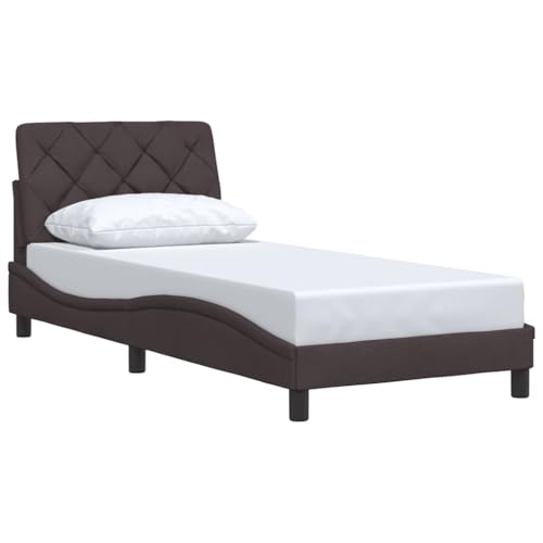 vidaXL Estructura de Cama sin colchón Tela marrón Oscuro 90x200 cm