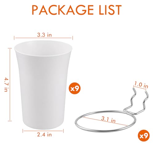 Image of Pegboard Cups With Loops, 9 Pack White Peg Board Pencil Holder Organizer | 1 /8 inch 1 /4 inch Pegboard Accessories, Plastic Hanging Organizer Cups, Tool Organizer Set for Garage Craft Workshop Hobby Storage