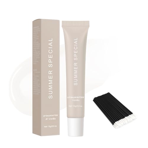Bálsamo Labial Con Manteca De Verano - Brillo Labial Hidratante Y Nutritivo Para Labios Secos Y Agrietados, Cuidado Suavizante Y Reparador, Tinte Ligero, Incluye 50 Cepillos Labiales - #1Vanilla