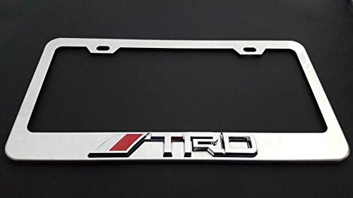 Usudu for Logo Emblem Stainless Steel License Plate Frame Rust Free W/ Bolt Caps Compatible with Tacoma 4Runner Tundra (Chrome +Chrome Logo)