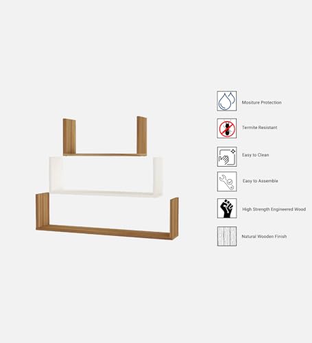 Image of Kite Multipurpose Modular Wall Racks /Shelves /Organiser /Decor Particle Board Wall Shelf (Number of Shelves - 3, Beige, White)