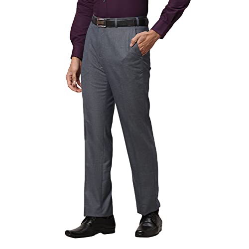 Image of Park Avenue Men's Polyester Blend Dobby Pattern Smart Fit Flat Front Formal Trouser
