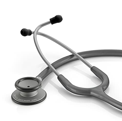 Image of ADC - 619SM Adscope Lite 619 Ultra Lightweight Clinician Stethoscope with Tunable AFD Technology, Smoke Finish with Metallic Gray Tubing