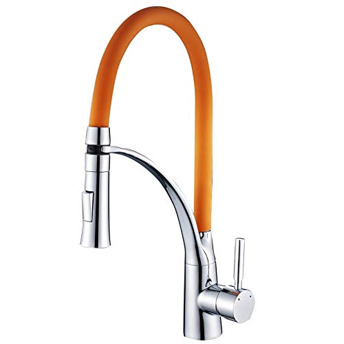 Grifo de la cocina creativa caliente y frío de cobre giratoria fregadero grifo del fregadero de la cabeza de ducha fregadero Tire, Naranja