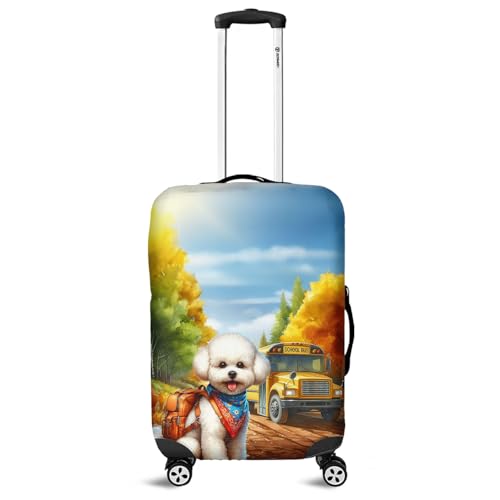 Goodbye Summer Bichon Frise Hello Fall Time for School Travel Luggage Cover Bichons Dog Lovers Gifts Idea Suitcase Dust Protective Decor - 02014