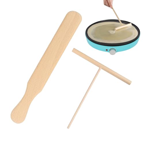 YAZWUR Spatule en Bois pour Crêpes, Ensemble d'Outils pour Crêpes, Distributeur et Répartiteur de Pâte, 2 Pièces, Accessoires pour Préparer Crêpes et Pancakes