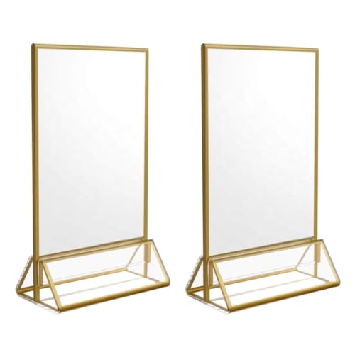 Portamenús de metal dorado Ciieeo, soporte de mesa para menú de cocina
