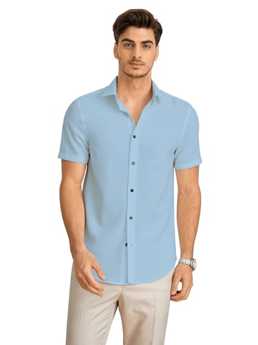 Image of TAGDO Men's Casual Shirt|| Solid Shirt|| Half Sleeve (5160)