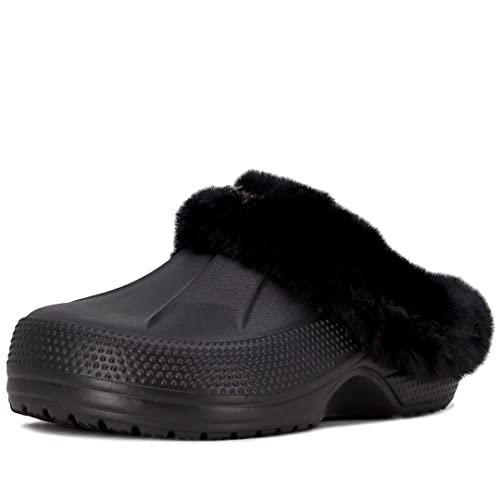 Juicy Couture Kid Girls Fur Lined Clogs Indoor Outdoor Mules Jc Warm And Fuzzy Shoes With Stylish Crown Emblem -Miss Cora Black-1 #TOP14