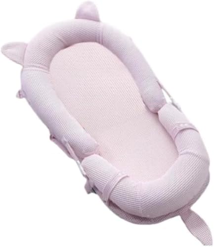 Getgenベッドインベッド 折りたたみ 枕付き 新生児 おもちゃ付き 寝返り防止 軽い ベビーベッド 添い寝 持ち運び 折り畳みベッド 洗濯可能 携帯型 ベビーギフト 出産祝い (明るいピンク,102*55*16cm)