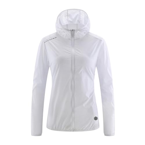 Sun Shirts for Women UPF 50+ Long Sleeve Full Zip Hoodie Shirt Slim Fit Workout Outdoor Hiking Summer Tops(White,3X-Large)
