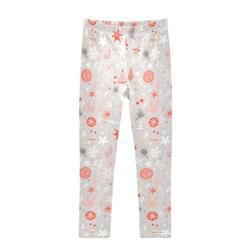KLL Christmas Pattern Silver Toddler Girls' Cotton Pants Comfortable Full Length Yoga Pants Running