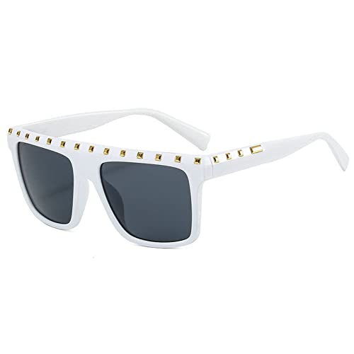 COTIA Square Large Frame Sunglasses One Piece Personality Rivet Decorative Sun Glasses