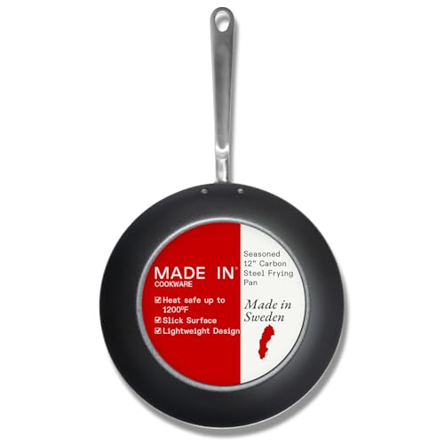 Made In Cookware – Seasoned 12″ Carbon Steel Frying Pan – (Like Cast Iron, but Better) for $129 at Amazon