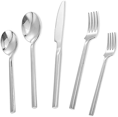 Silverware Set 20-Piece Stainless Steel Flatware Cutlery Set Service for 4, Tableware Utensils Set Includes Knife/Spoon/Fork for Kitchen Home Restaurant Gift, Mirror Polished, Dishwasher Safe Silver
