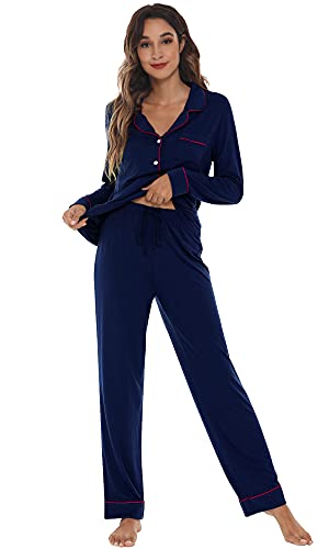Image of WiWi Viscose from Bamboo Women's Pajamas Set Super Soft Button Down Top and Pants Sleepwear Cooling Pjs S-3X