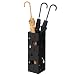 SONGMICS Metal Umbrella Stand, Square Umbrella Holder Rack with Water Tray and Hooks, 6.1 x 6.1 x 19.3 Inches, Black ULUC49B