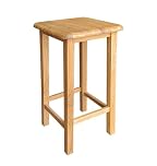Hallowood Furniture Waverly Oak Bar Stool in Light Oak Finish, Solid Wooden Stool with Footrest, Ideal for Kitchen Island, Breakfast Bar, Dressing Table, Living room or Hallway