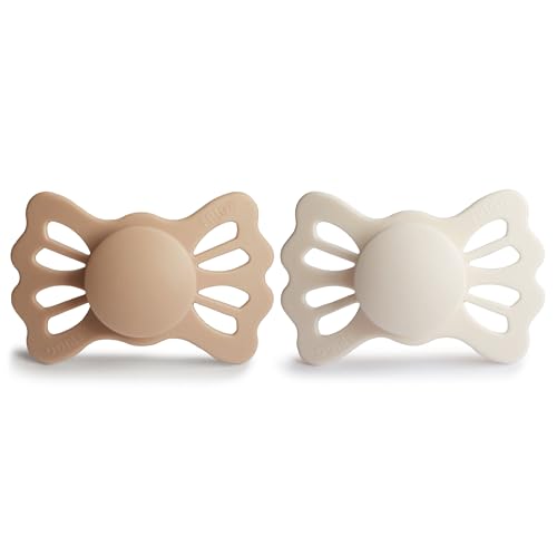 Image of FRIGG Lucky Symmetrical SilkySoft Silicone Baby Pacifier | Made in Denmark | BPA-Free (Silky Satin /Cream, 6-18 Months)