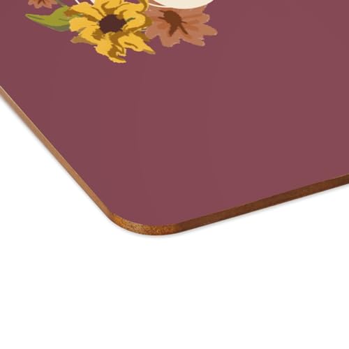 Dessous en liège rouge lot de 4 sets de table souples napperons fleurs tournesol chic - 4