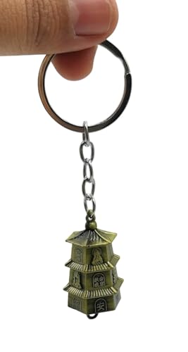 Image of Classic Antique Tibetan Temple Bell Shaped Keyring for Gift Gaurdian bell for Car Bike Bags Metal Key ring Key Chain Bag Charm Gift