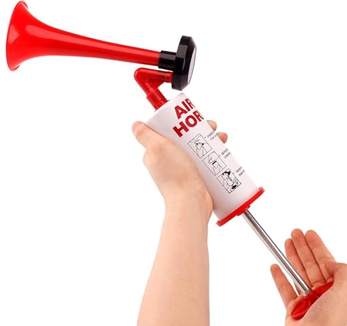 Gzwosux Handheld Air Horn Aluminum Safety Horn for Boats Sports Events Industrial Use Loud Noisemaker Refillable Easy to Carry for Marine Safety Parties and Cheerleading (1Pcs Red)