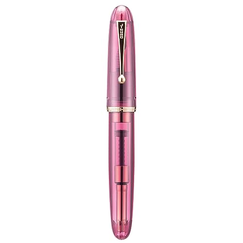 Image of Jinhao 9019 Dadao Series Fountain Pen Transparent Wine Red Acrylic Gold Edge #8 Medium Nib with Large Converter for Writing, Signature and Calligraphy