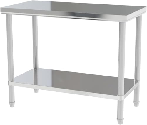 Image of Stainless Steel Table Prep & Work 20 x 32 Inches, NSF Commercial Heavy Duty Table with Undershelf and Galvanized Legs for Restaurant, Home and Hotel