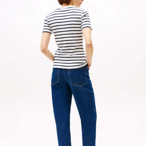 Tommy Hilfiger Damen T-Shirt Kurzarm Slim Cody Rundhalsausschnitt, Mehrfarbig (Breton/ECU/Dark Night Navy), XS – Ansicht 4
