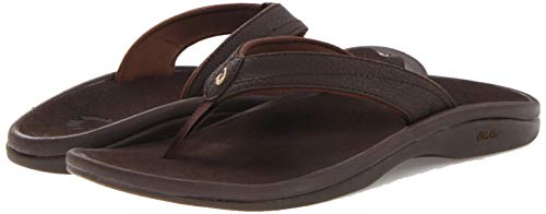 Olukai Ohana Women's Beach Sandals, Quick-Dry Flip-Flop Slides, Water Resistant, Wet Grip Soles & Compression Molded Footbed, Dk Java/Dk Java, 12 #TOP4